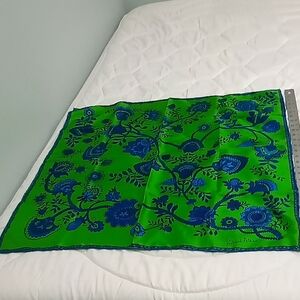 Richard Allen Pure Silk 100% Silk Green and Blue Floral Scarf Made in England